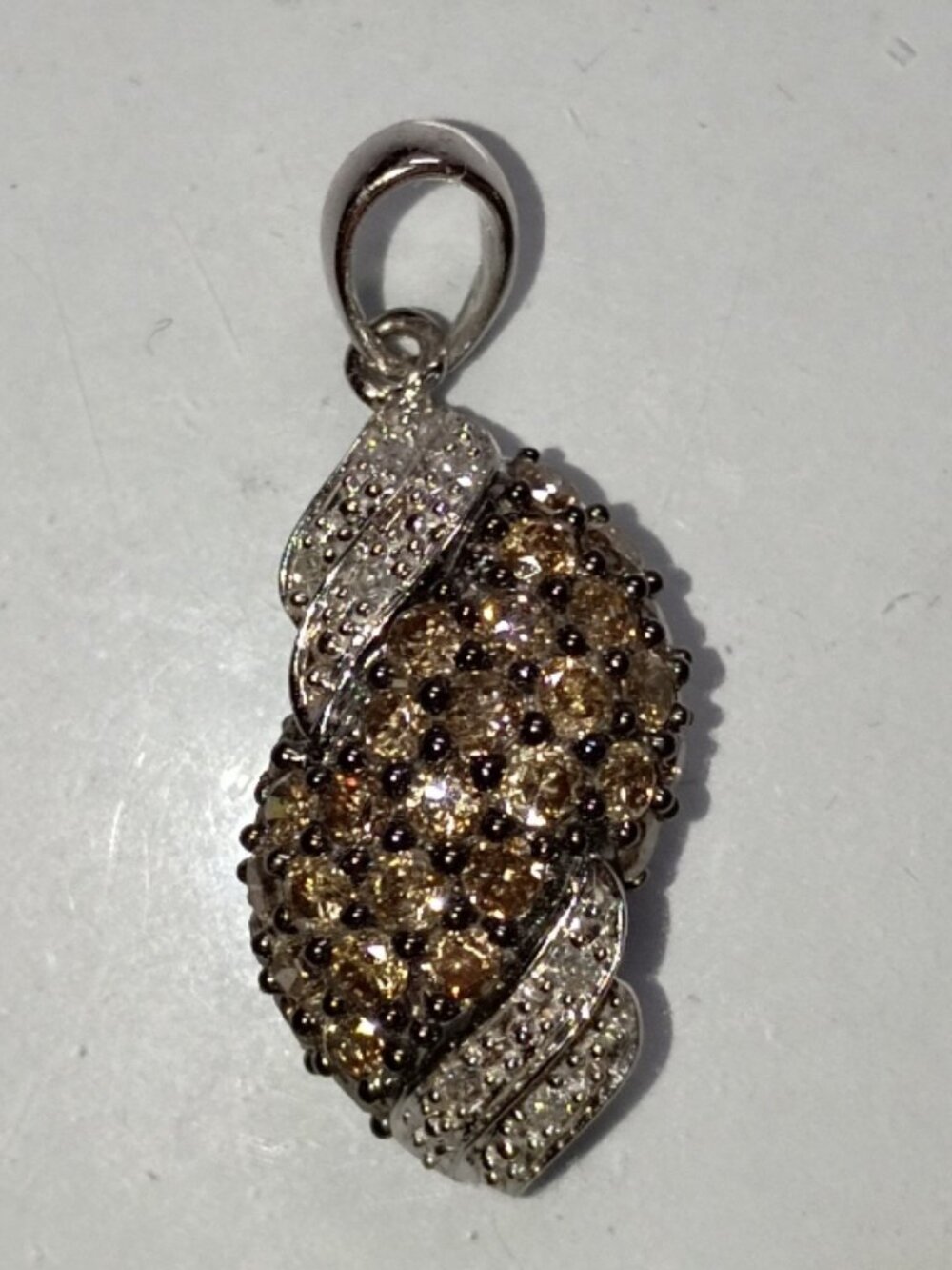 10Kt White Gold 1+Carat Chocolate & White Diamond Pendant